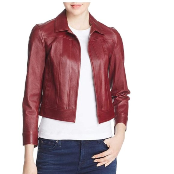 Womens Shrunken Lambskin Fall Leather Jacket